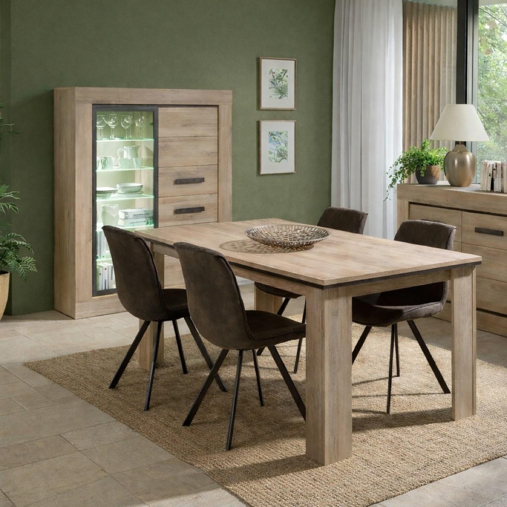 Voir la diapositive 3 : JLC KREATION Table à manger moderne rectangulaire en bois 180cm MOA