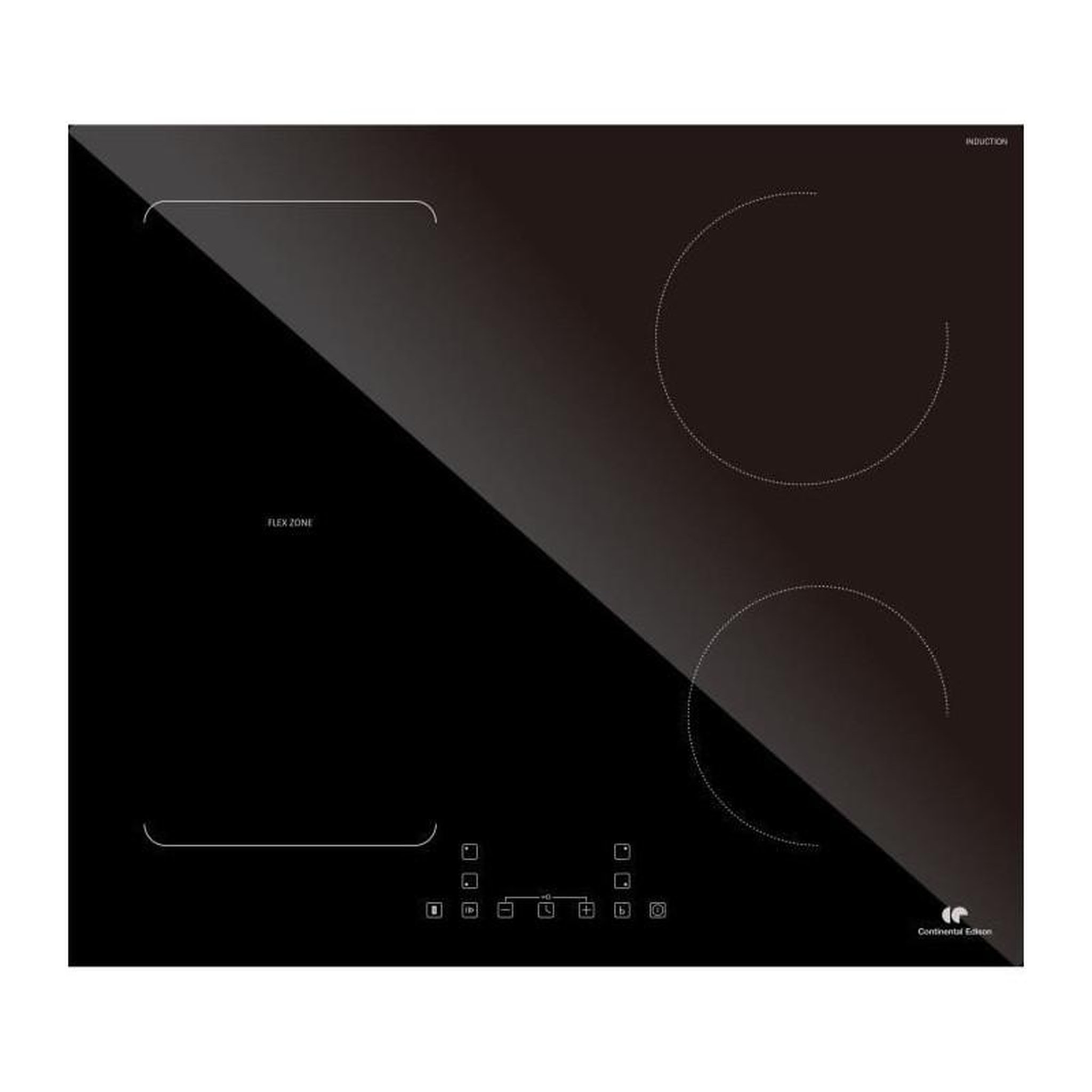 CONTINENTAL EDISON Table induction 4 zones flex avec double bridge - 7200W - slider - 4 boosters - noir