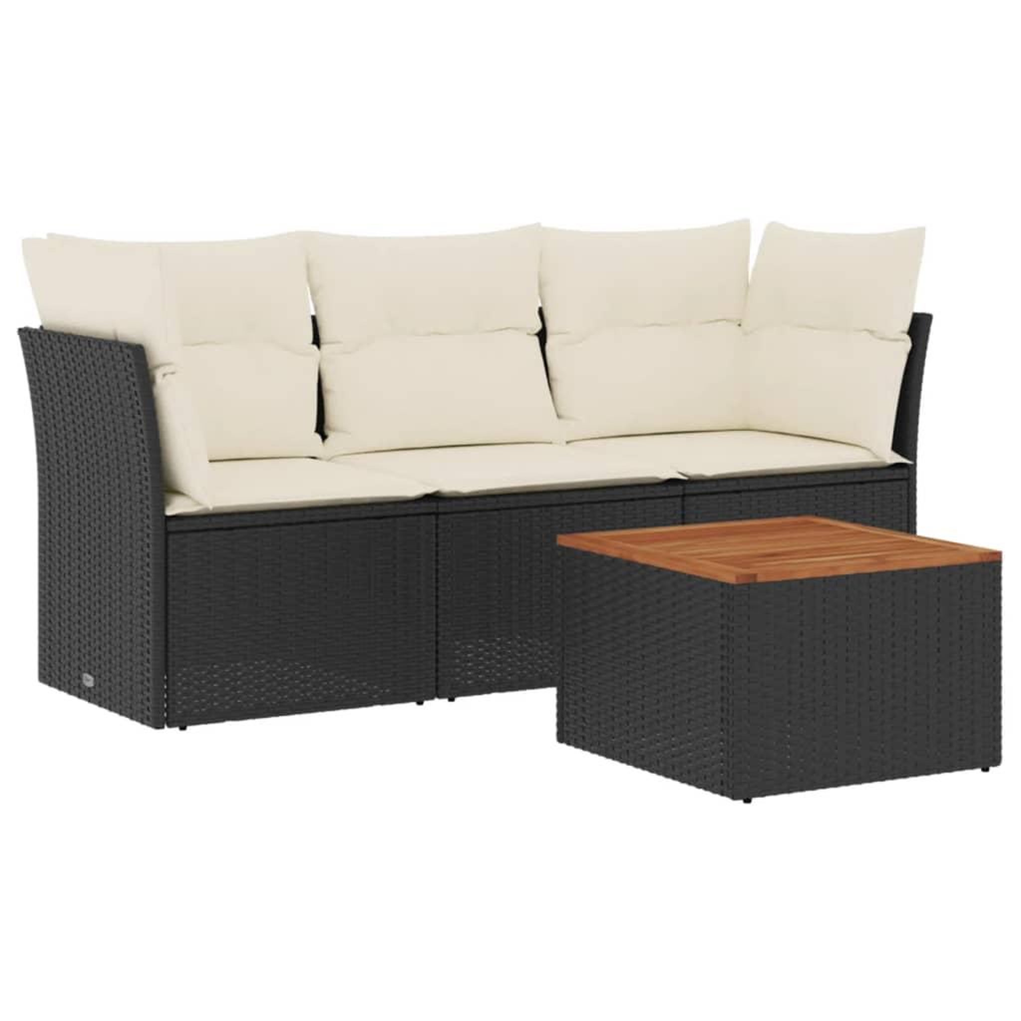 Voir la diapositive 2 : VIDAXL Salon de jardin 4 pcs avec coussins noir resine tressee