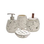 GUY LEVASSEUR Set salle de bain moucheté 4 pièces céramique blanc