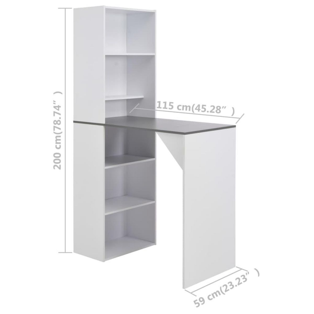 VIDAXL Table de bar avec armoire Blanc 115x59x200 cm