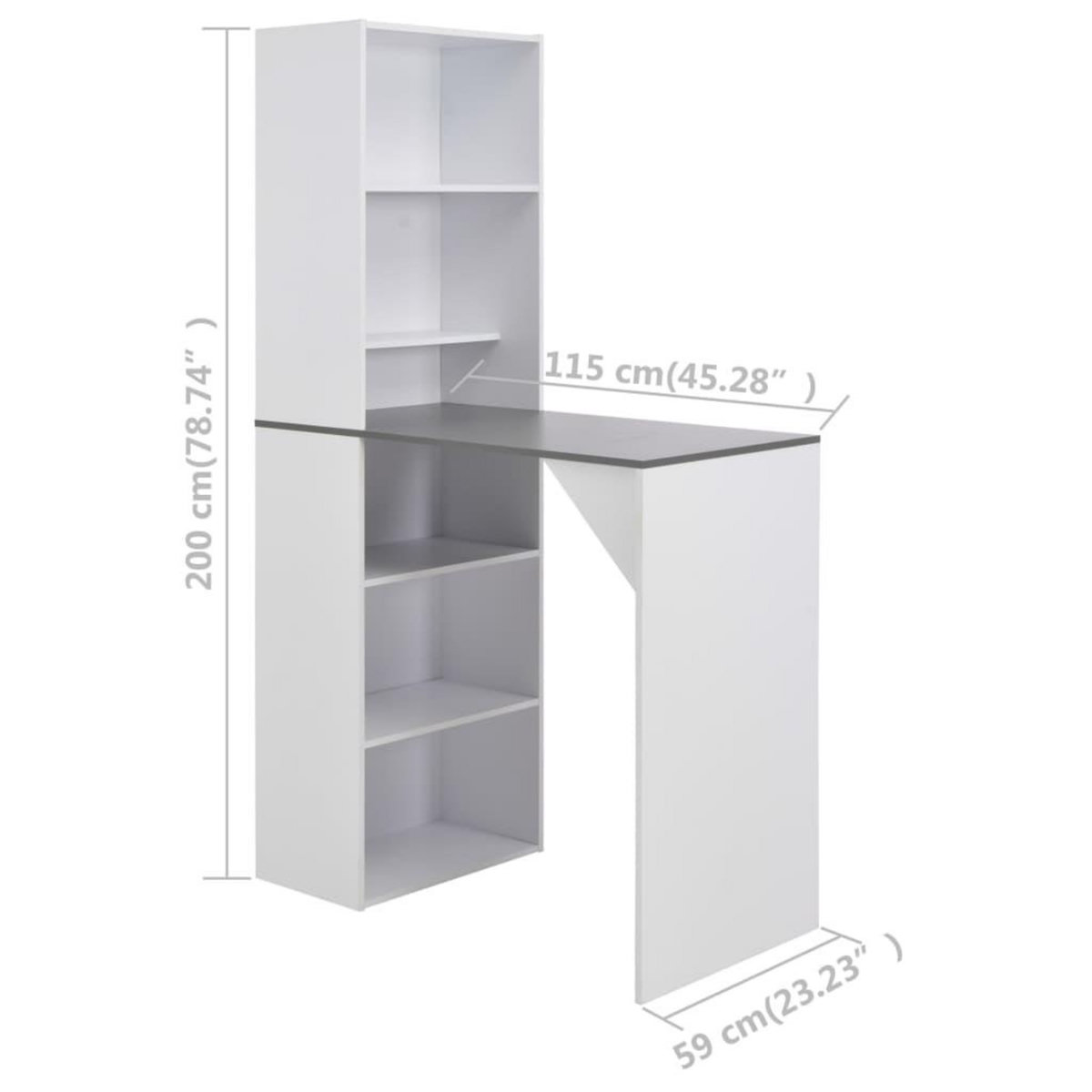 VIDAXL Table de bar avec armoire Blanc 115x59x200 cm
