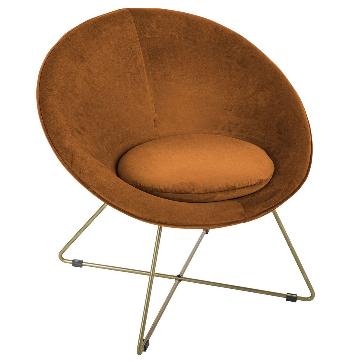 ATMOSPHERA Fauteuil de salon en velours Evan - Ocre