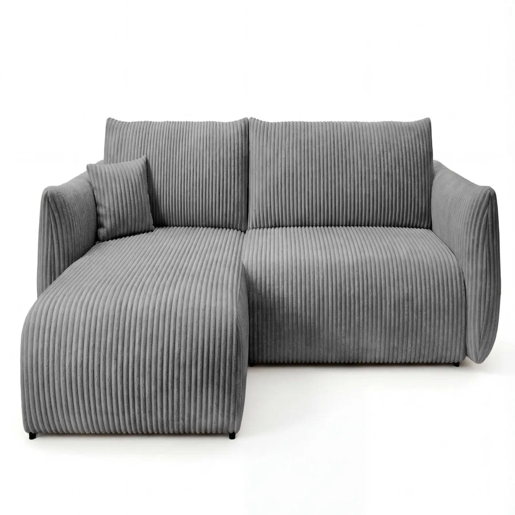 CASANOVA PARIS Elio - canapé d'angle convertible gros velours côtelé. Coloris disponibles : Gris, Bleu, Vert, Beige, Orange, Rose, Marron