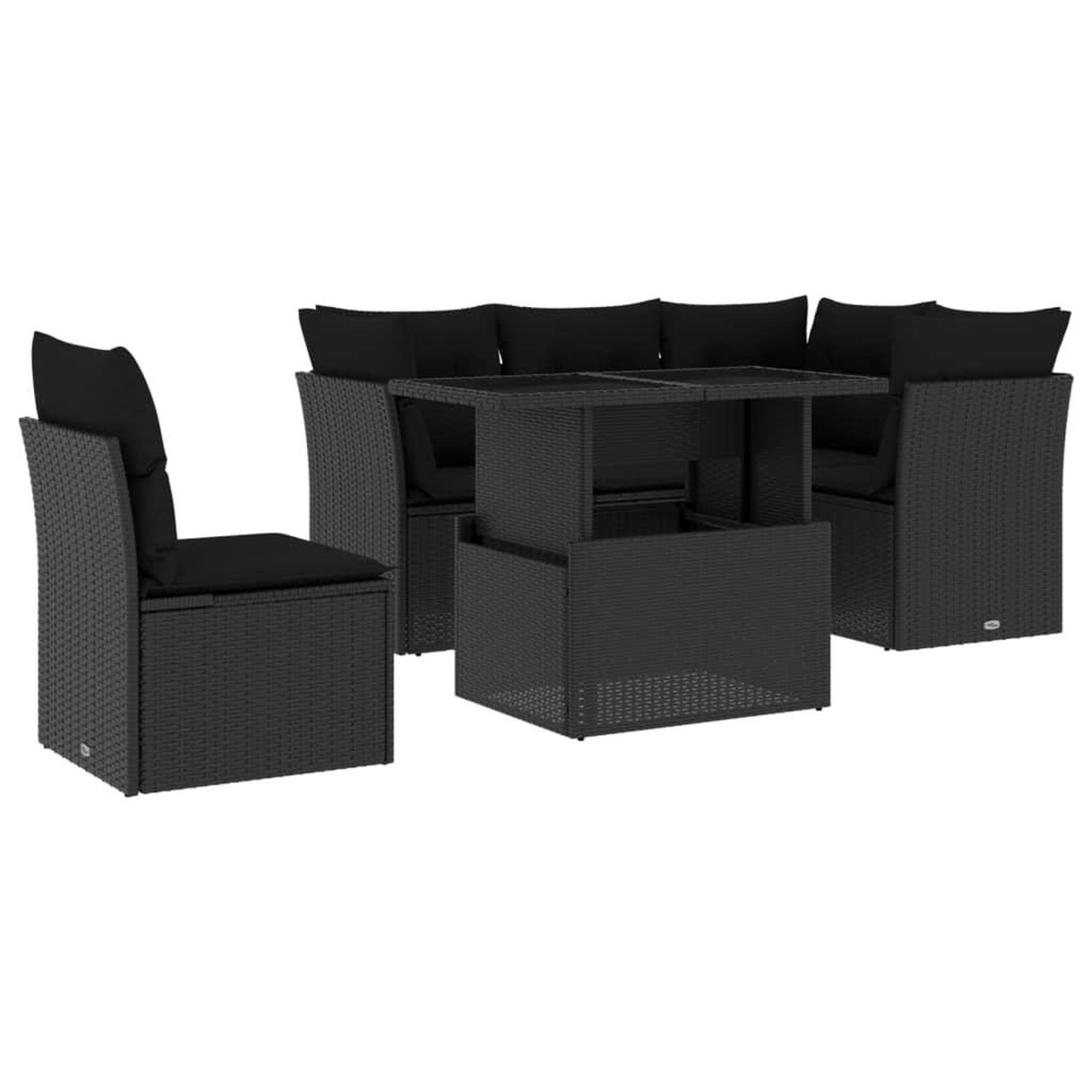 Voir la diapositive 2 : VIDAXL Salon de jardin 6 pcs avec coussins noir resine tressee