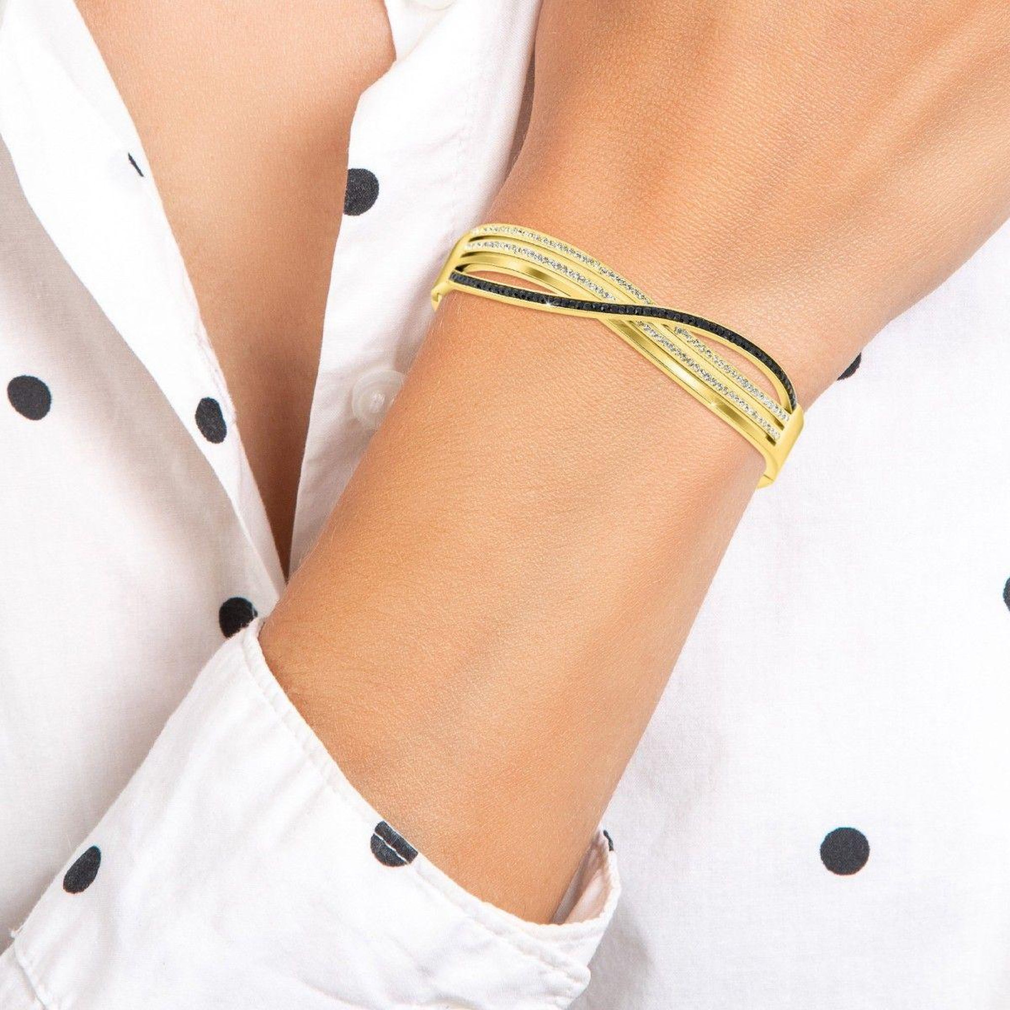 Voir la diapositive 2 : SC BOHEME Bracelet en acier inoxydable orné de Cristaux scintillants par SC Bohème