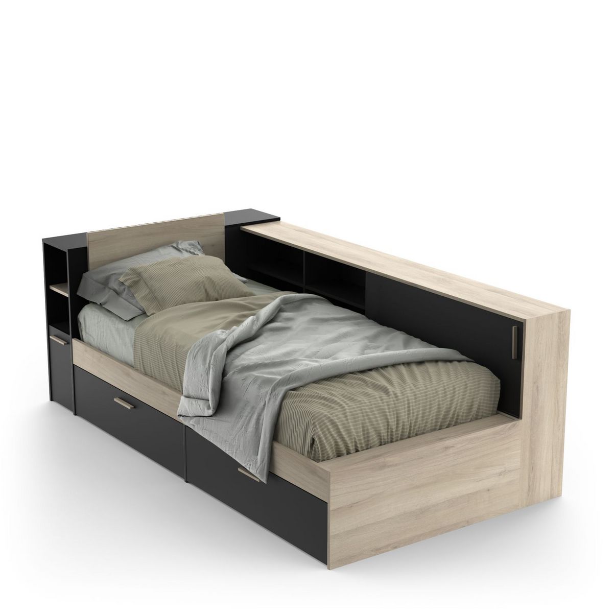 Lit 90x190/200 cm avec rangements LOREDANA