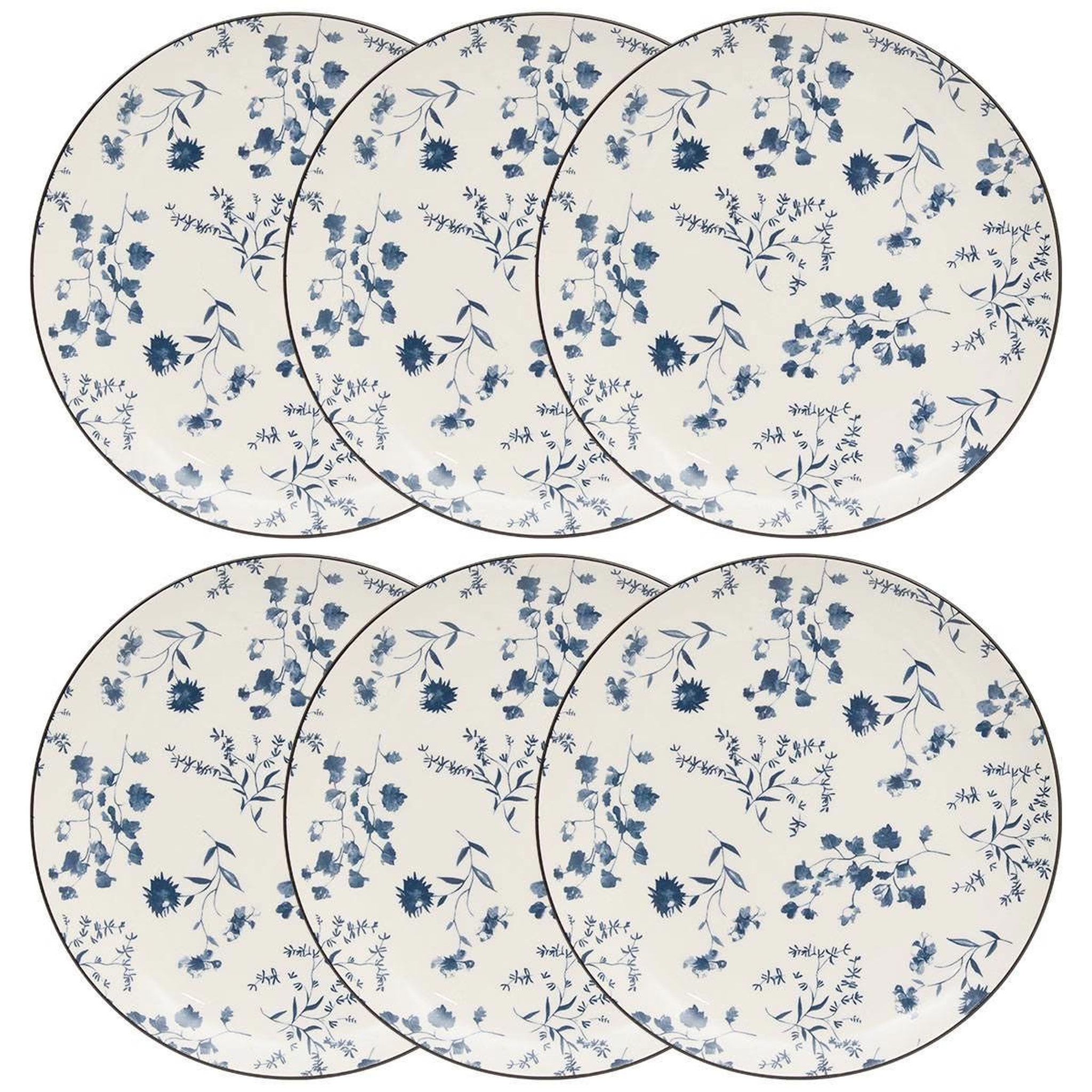 Voir la diapositive 3 : SECRET DE GOURMET Lot de 6 assiettes plates  umami fleur  26cm bleu