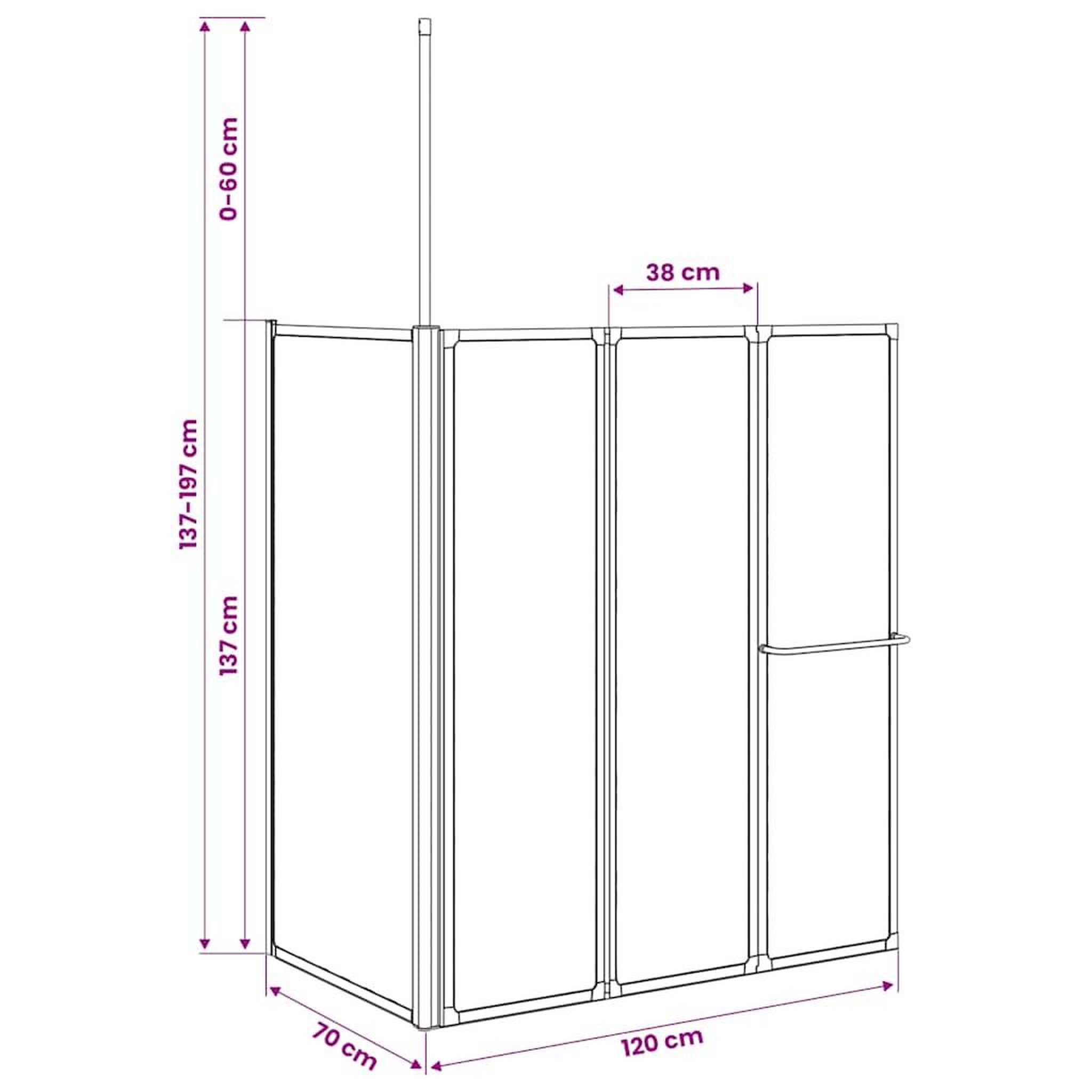 Voir la diapositive 6 : VIDAXL Pare baignoire en l 70x120x137 cm 4 panneaux pliables