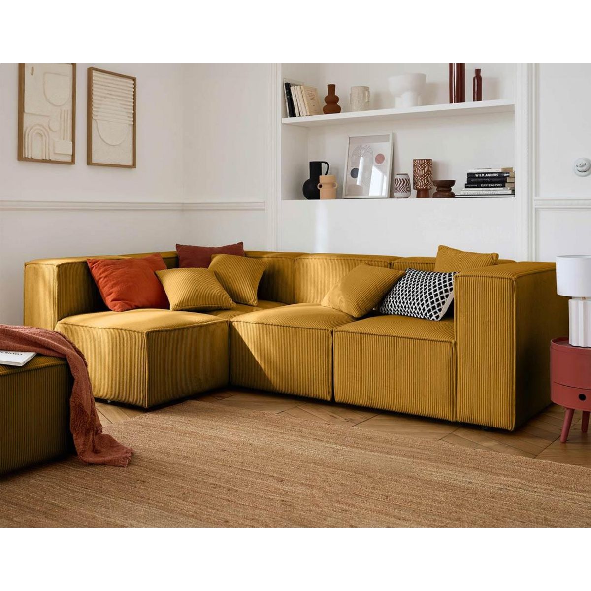 LISA DESIGN Arty - canapé modulable d'angle gauche 4 places - en velours côtelé