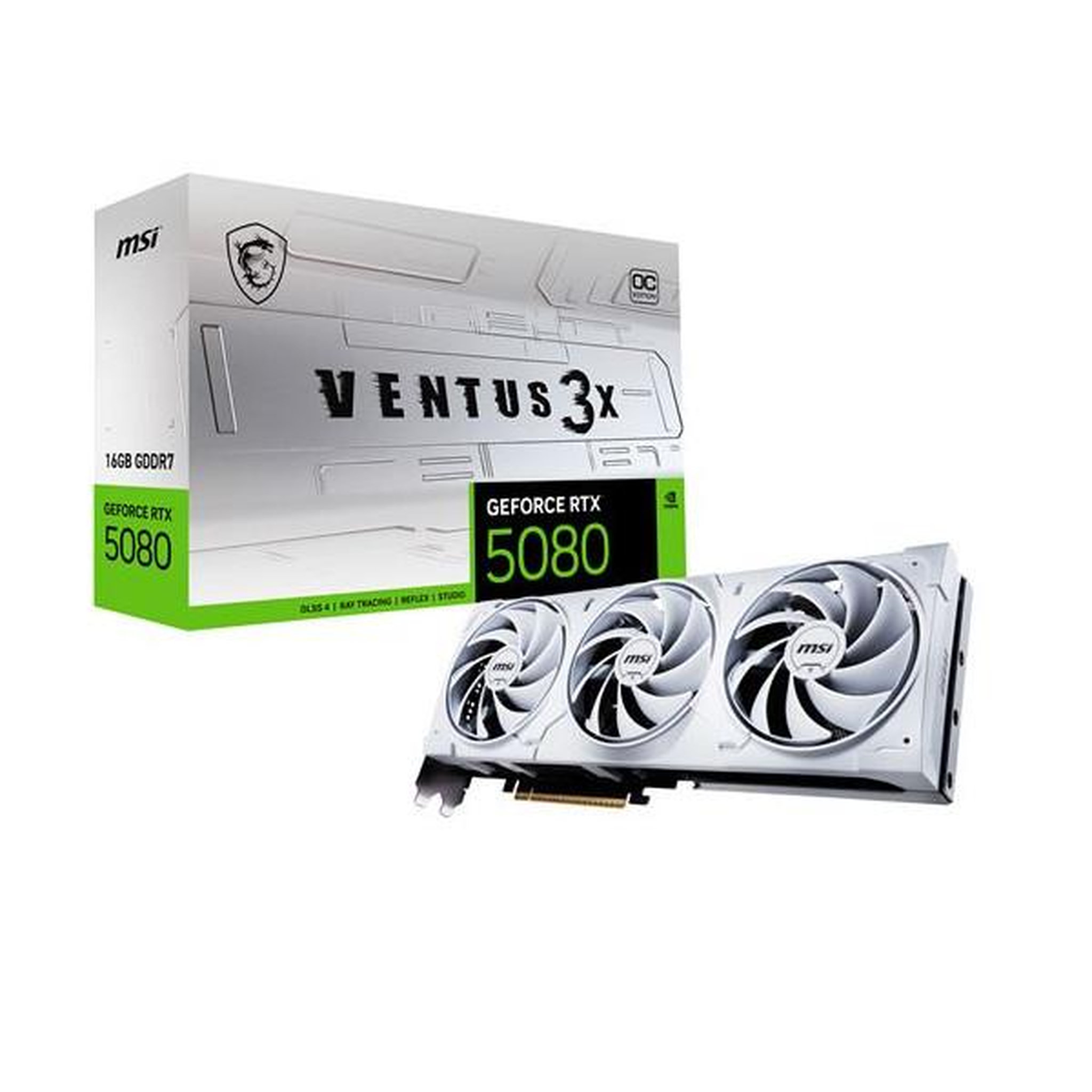 MSI Carte Graphique MSI Nvidia GeForce RTX 5080 16G VENTUS 3X OC Blanc