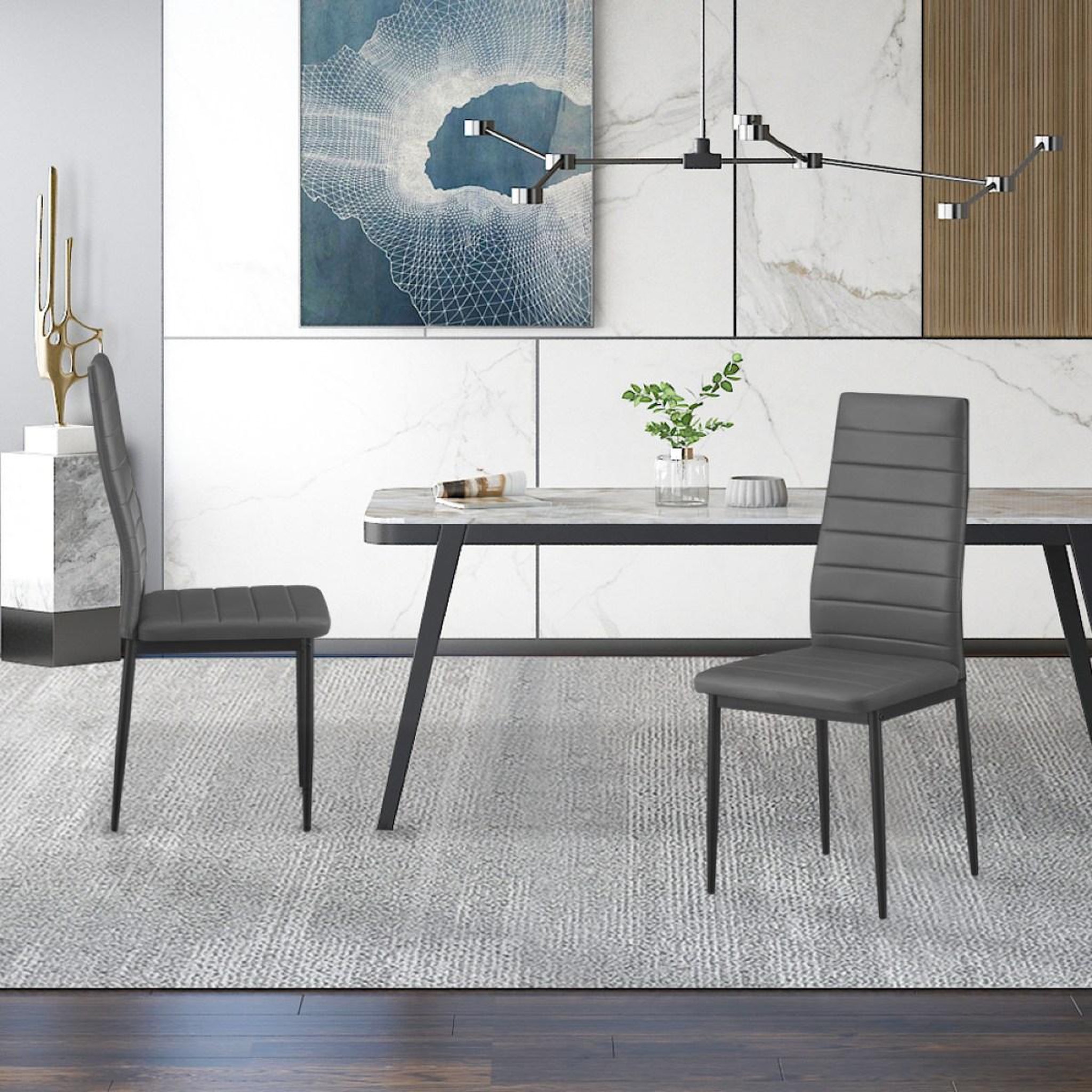 Voir la diapositive 3 : JLC KREATION Chaise moderne grise en pu oskar ( lot  de 4 )