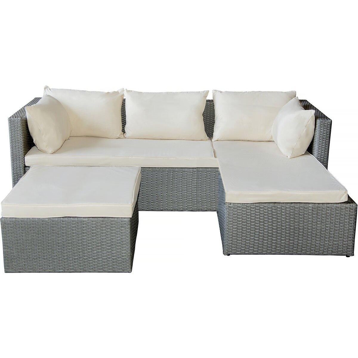 Habitat et Jardin Salon de jardin bas en résine tressée  Diya  3 places - Gris et beige