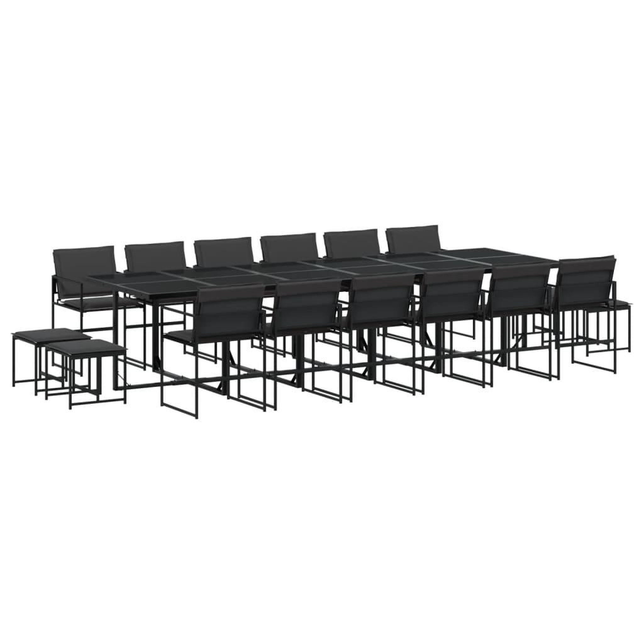 Voir la diapositive 2 : VIDAXL Ensemble a manger de jardin avec coussins 17 pcs noir textilene