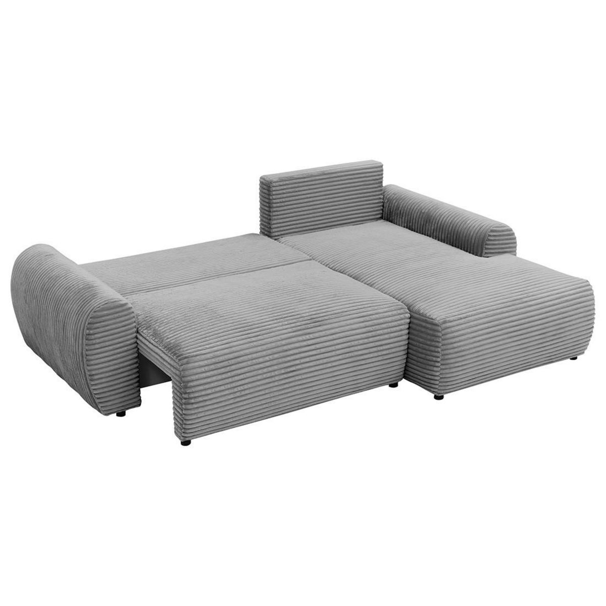 BEST MOBILIER Silvano - canapé d'angle droit 4 places convertible avec coffre en velours côtelé grosses côtes