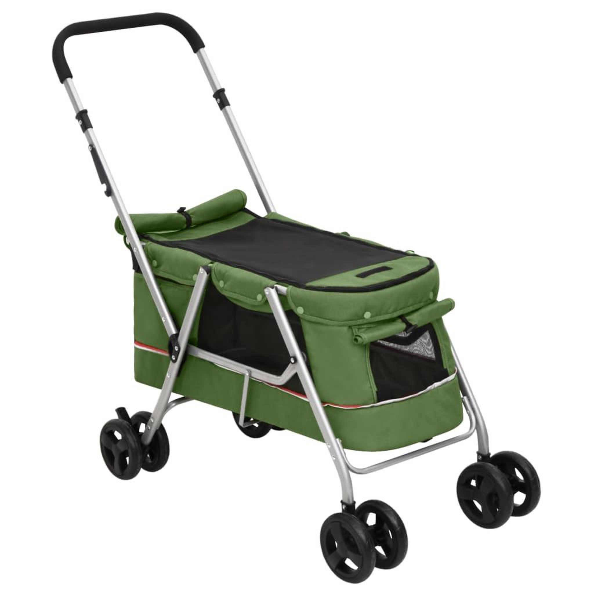 Voir la diapositive 3 : VIDAXL Poussette pour chien pliante Vert 100x49x96 cm Tissu de lin