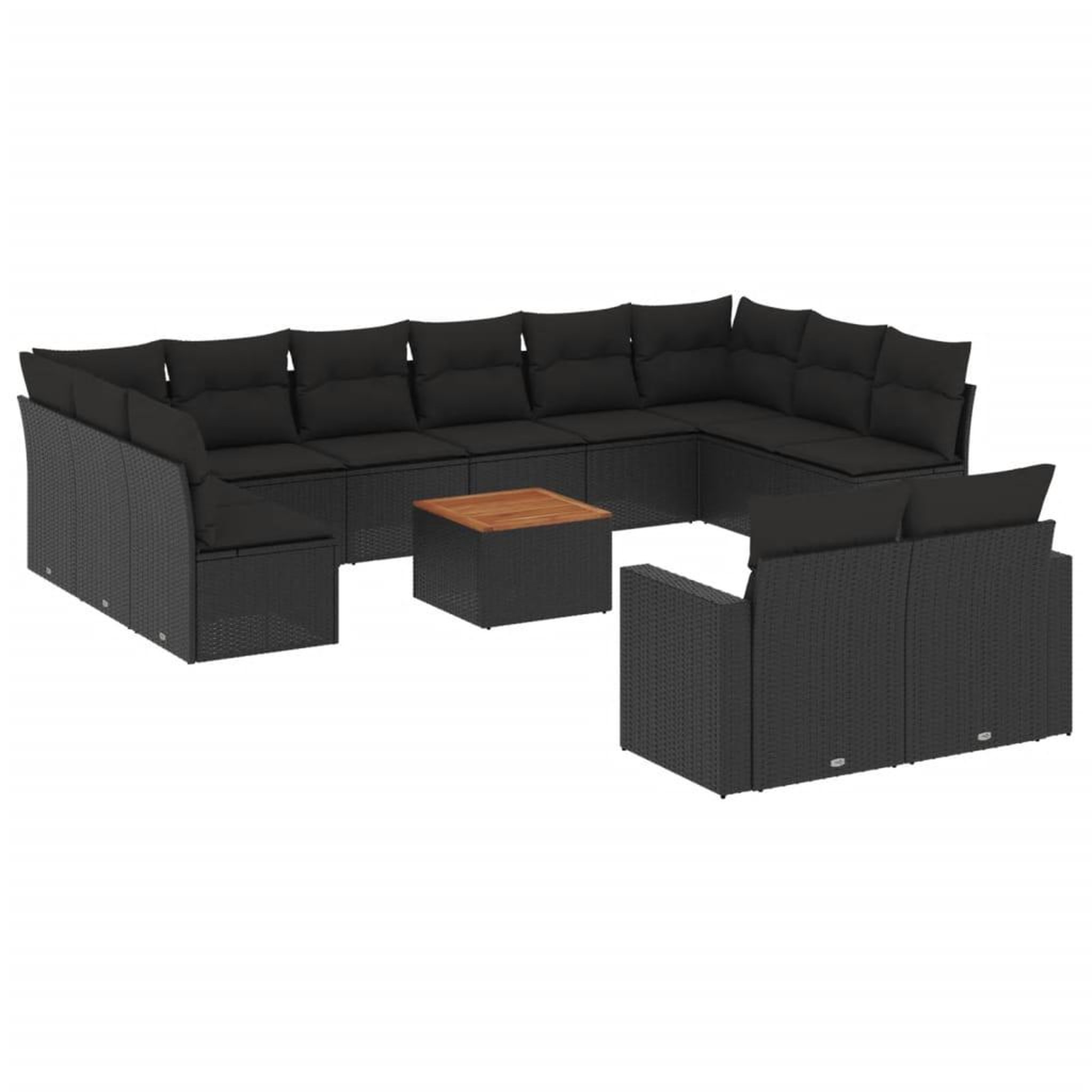 Voir la diapositive 2 : VIDAXL Salon de jardin avec coussins 13 pcs noir resine tressee