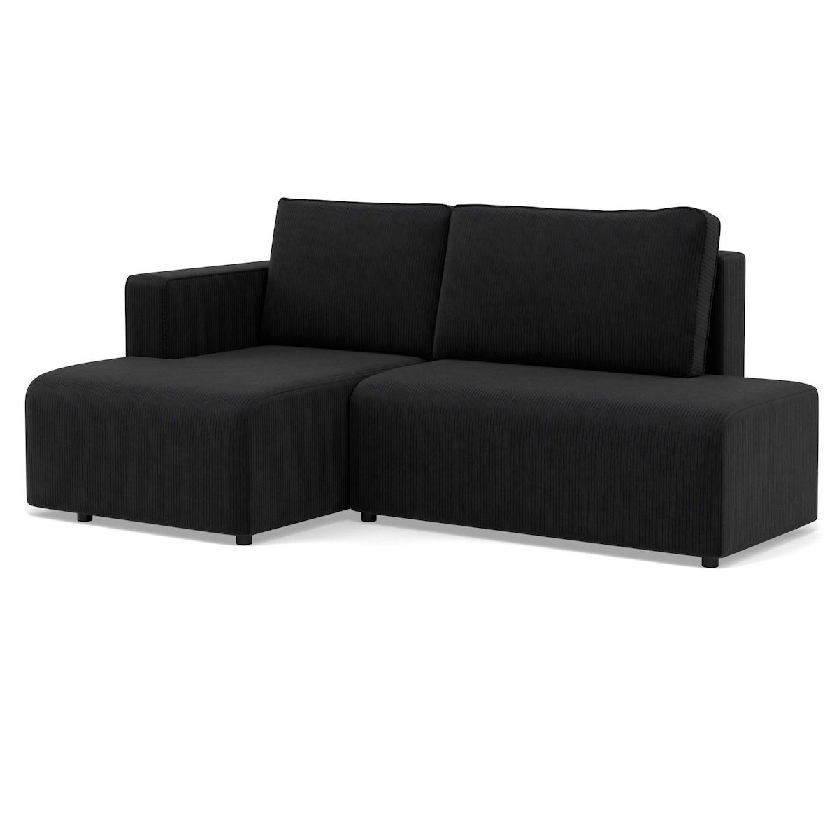 BEST MOBILIER Topaze - canapé d'angle gauche 4 places convertible avec coffre en velours côtelé