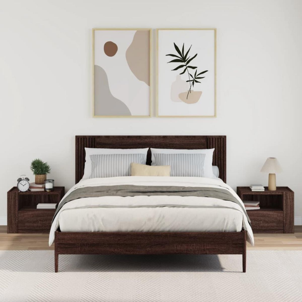 VIDAXL Tables de chevet murales 2 pcs chene marron 45x30x35 cm