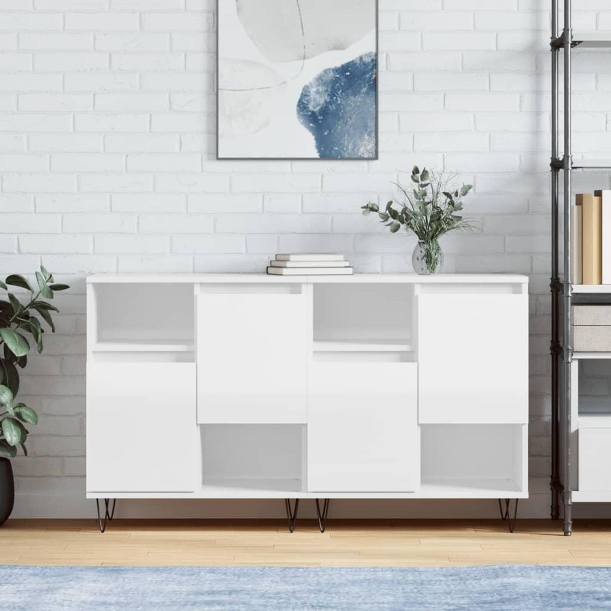 VIDAXL Buffets 2 pcs blanc brillant bois d'ingenierie