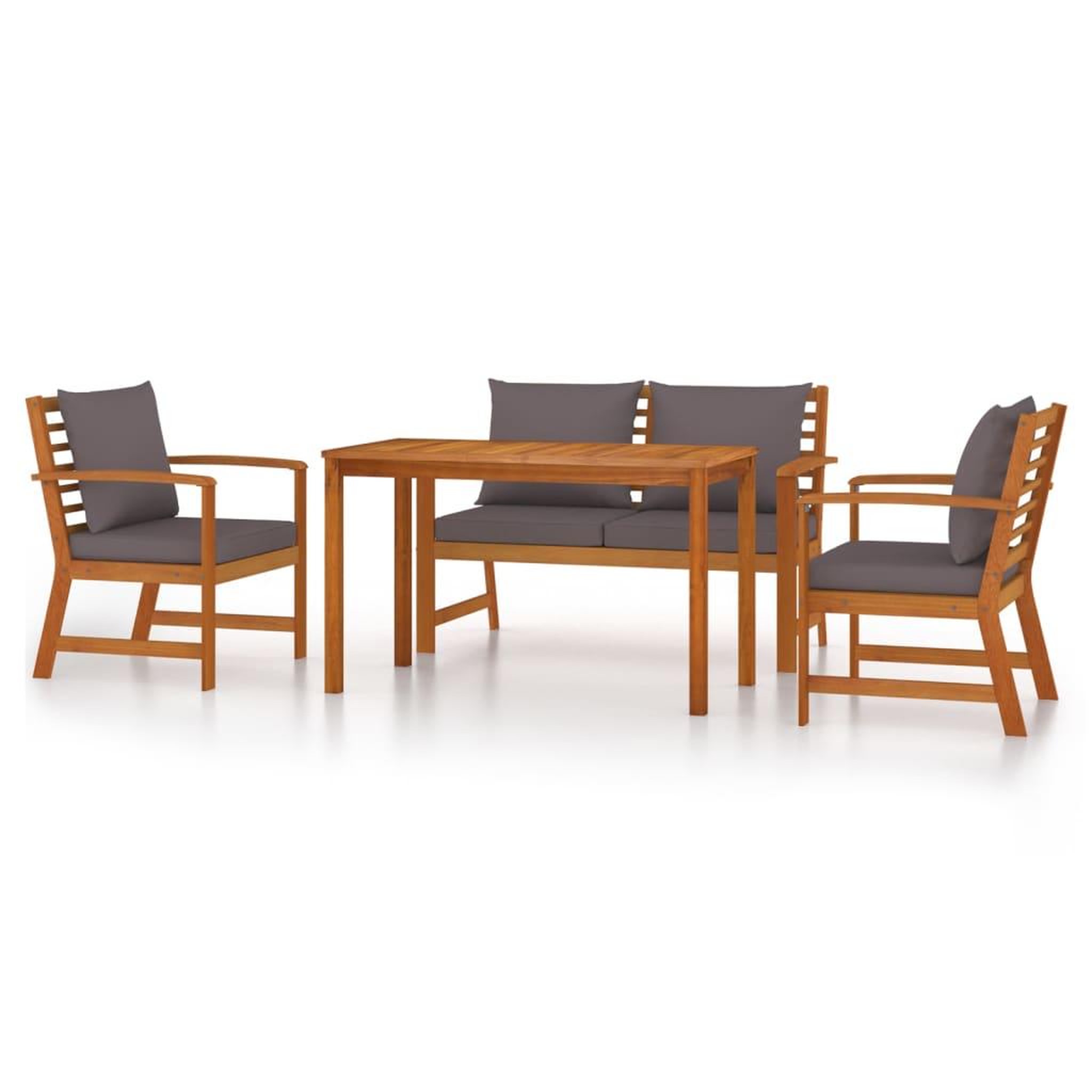 Voir la diapositive 2 : VIDAXL Ensemble a manger de jardin 4 pcs coussins Bois acacia