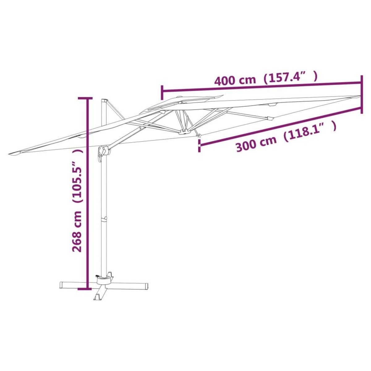 VIDAXL Parasol cantilever a double toit Vert 400x300 cm