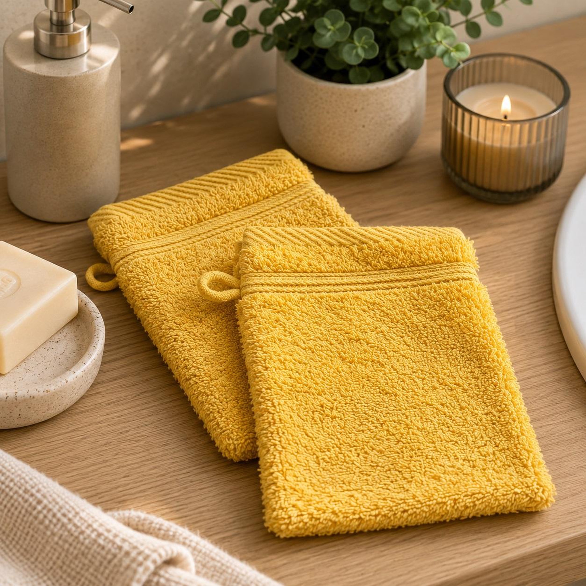 Voir la diapositive 2 : Eden Lot de 2 gants de toilette tendresse uni en coton