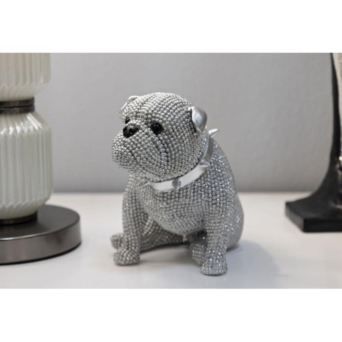 Paris Prix Statuette Déco Bulldog  Sparky  17cm Argent
