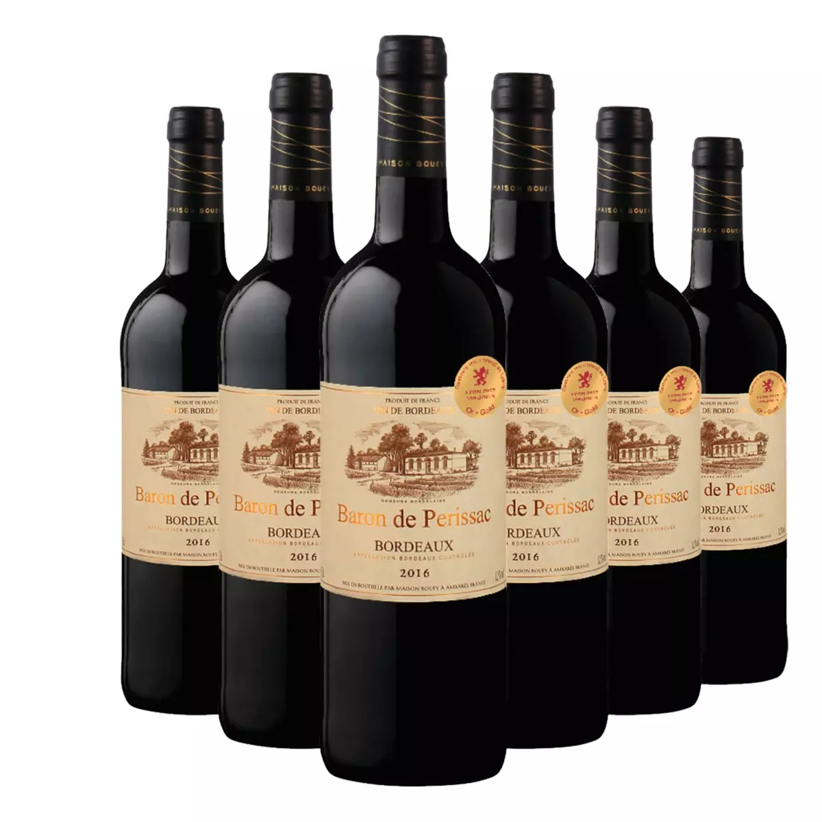 Lot de 6 bouteilles Baron de Perissac Bordeaux Rouge 2016