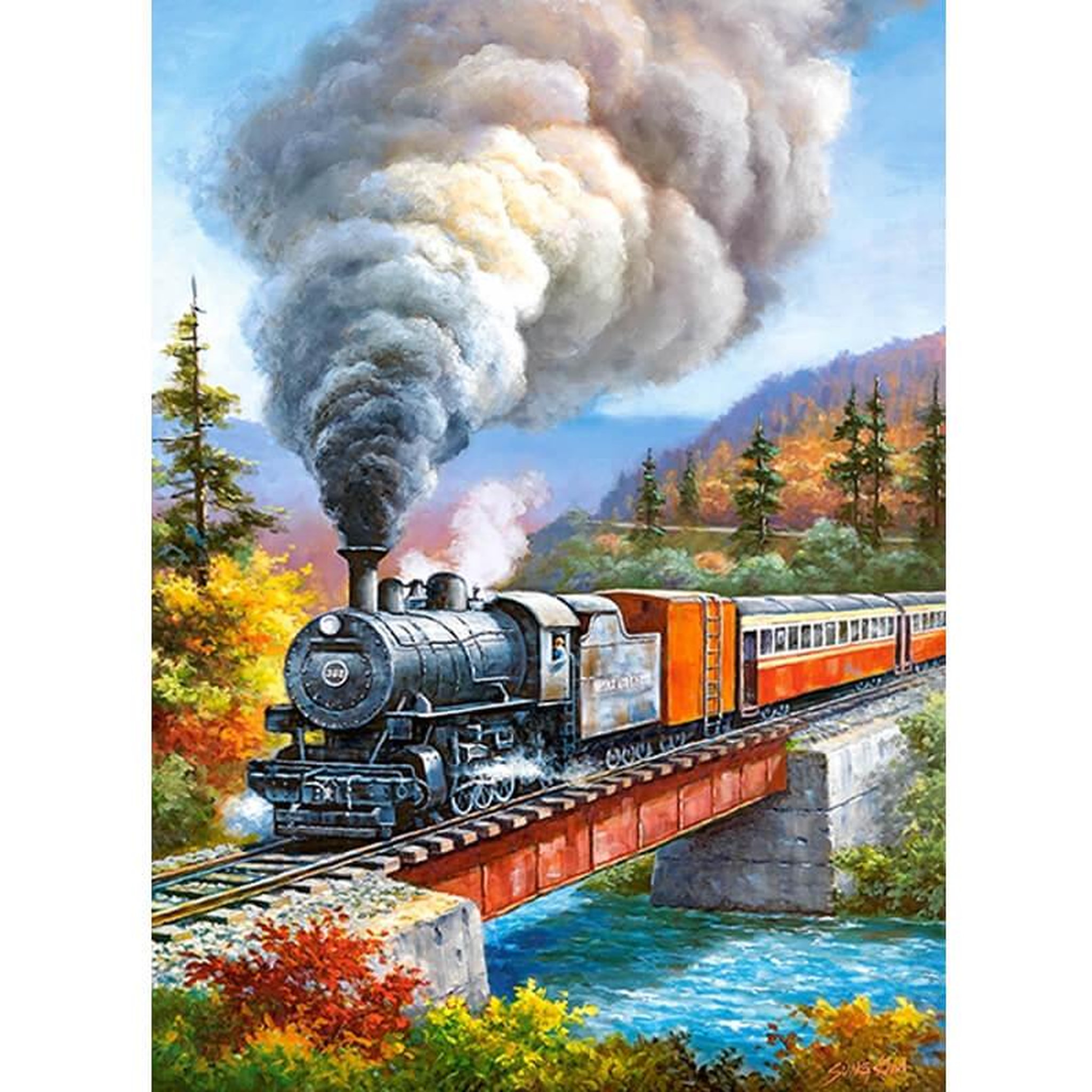 Voir la diapositive 1 : Castorland Puzzle 200 pièces : Passage du train