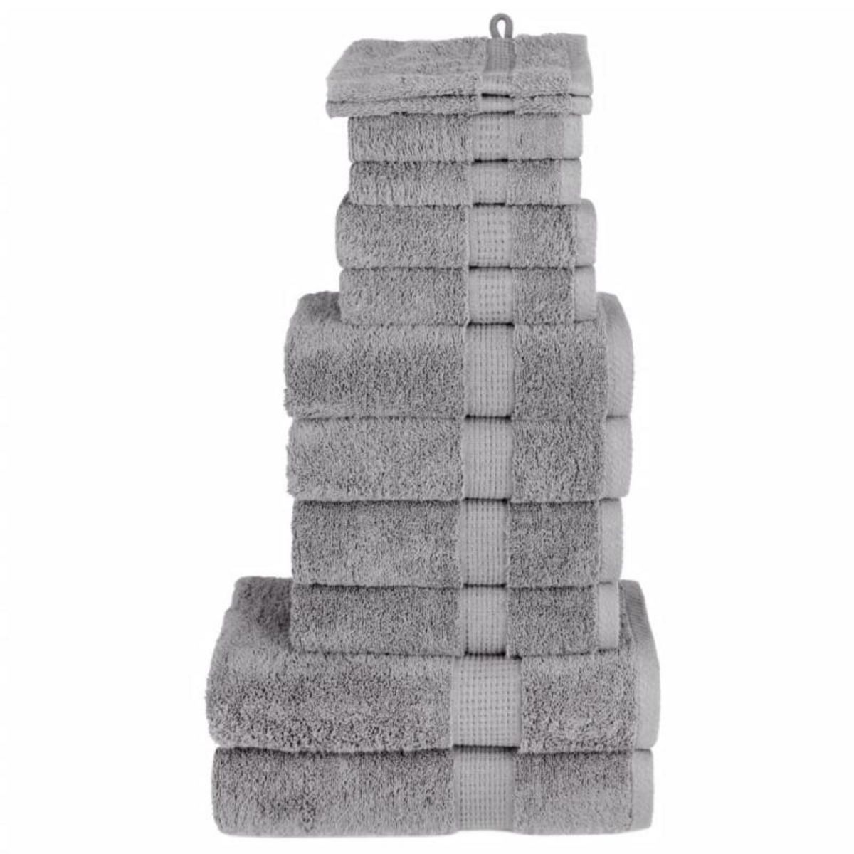 VIDAXL Ensemble de serviettes de qualité supérieure SOLUND 12 pcs gris