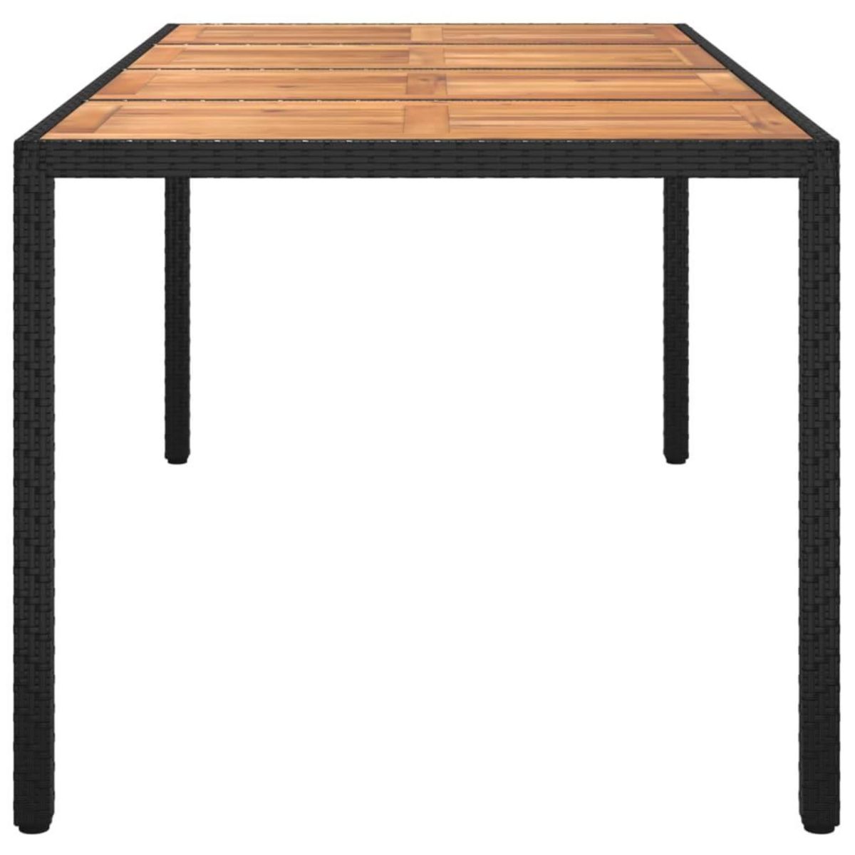 VIDAXL Table de jardin 190x90x75 cm Resine tressee et bois acacia Noir