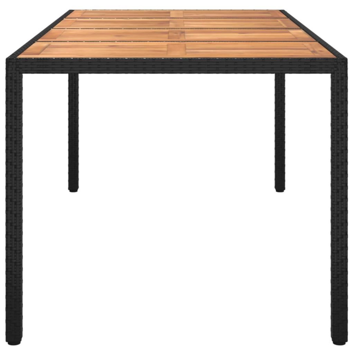 VIDAXL Table de jardin 190x90x75 cm Resine tressee et bois acacia Noir