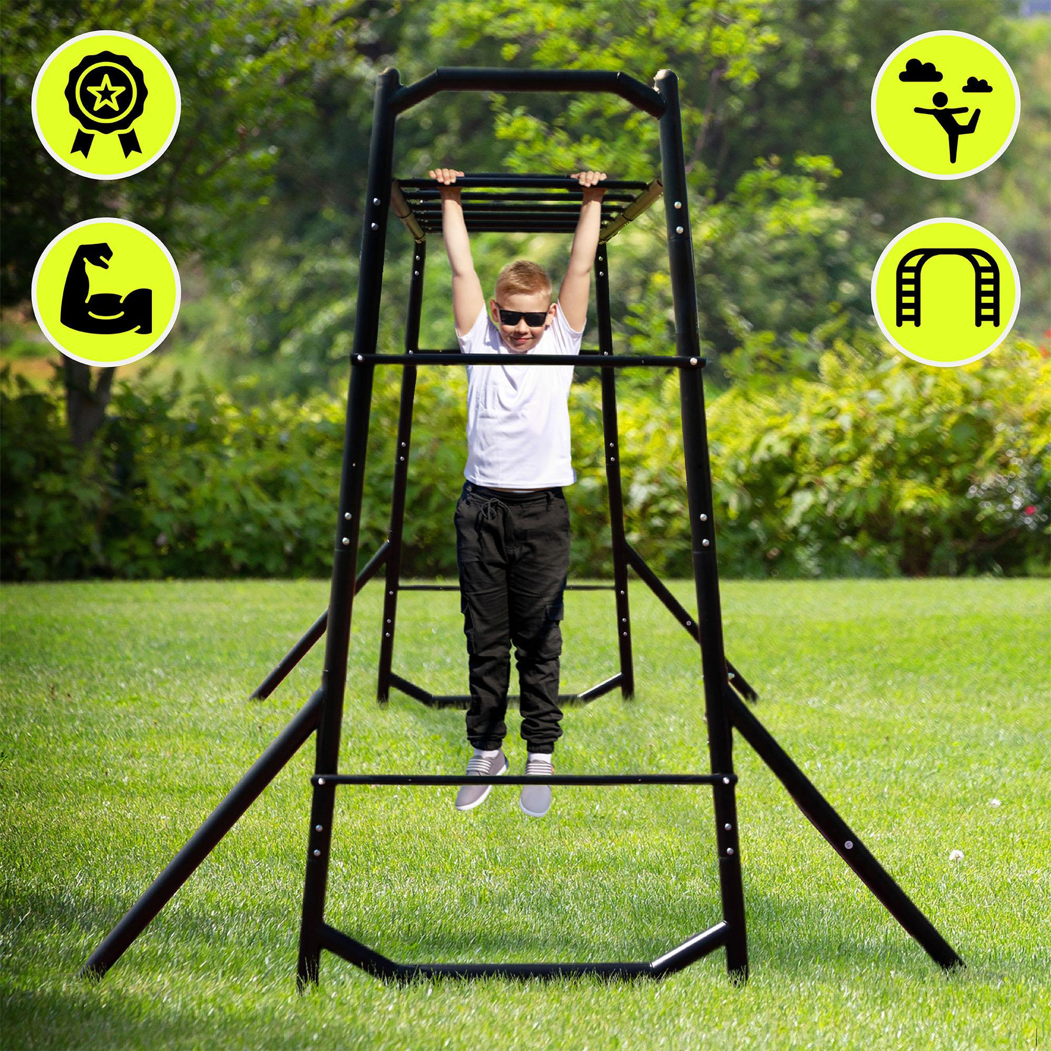 Voir la diapositive 2 : HYPERMOTION Échelle de gymnastique HyperMotion SWING HYP21 en acier, noire, 265 x 112 x 222 cm