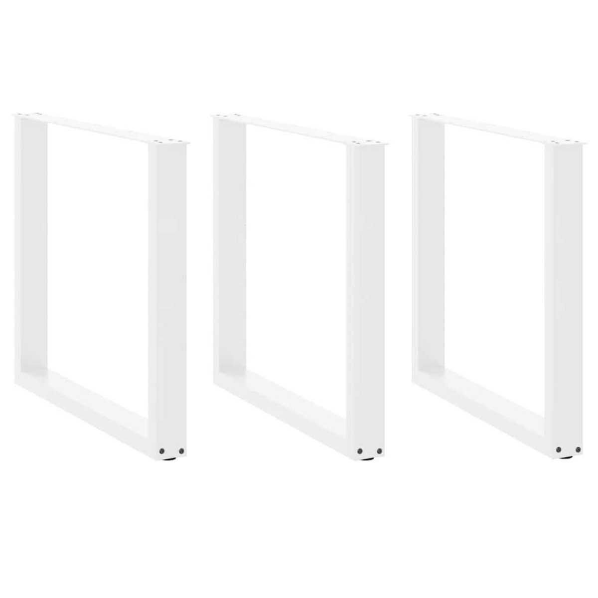 VIDAXL Pieds de table basse forme de U 3 pcs blanc 90x(72-73) cm acier