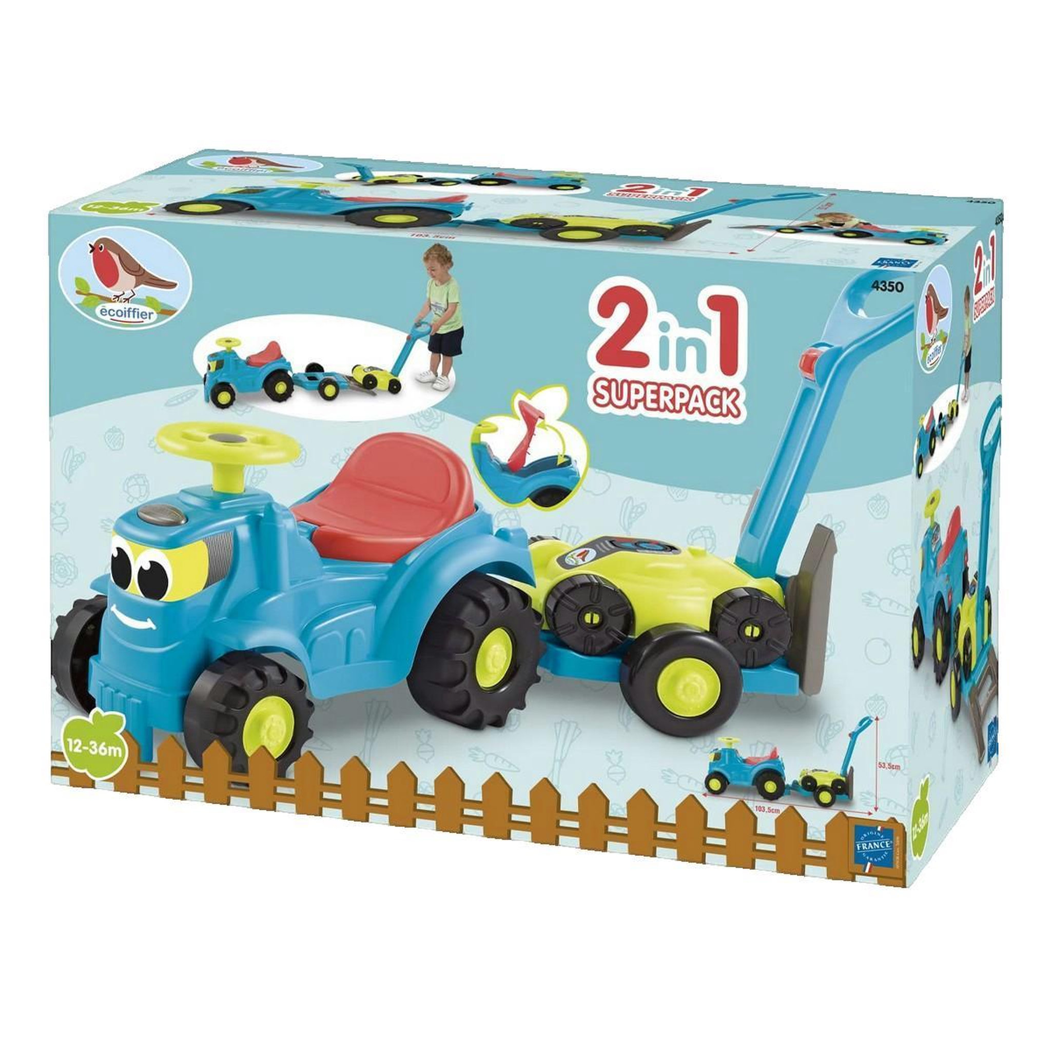 Ecoiffier Tracteur porteur avec remorque Ecoiffier coloré