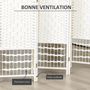 Voir la diapositive 4 : HOMCOM Paravent intérieur 6 panneaux pliables séparateur de pièce bois de peuplier bambou fibres de papier tressée blanc paille