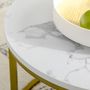 Voir la diapositive 5 : HOMCOM Lot de 2 tables basses gigognes rondes style art déco - acier doré panneaux aspect marbre blanc