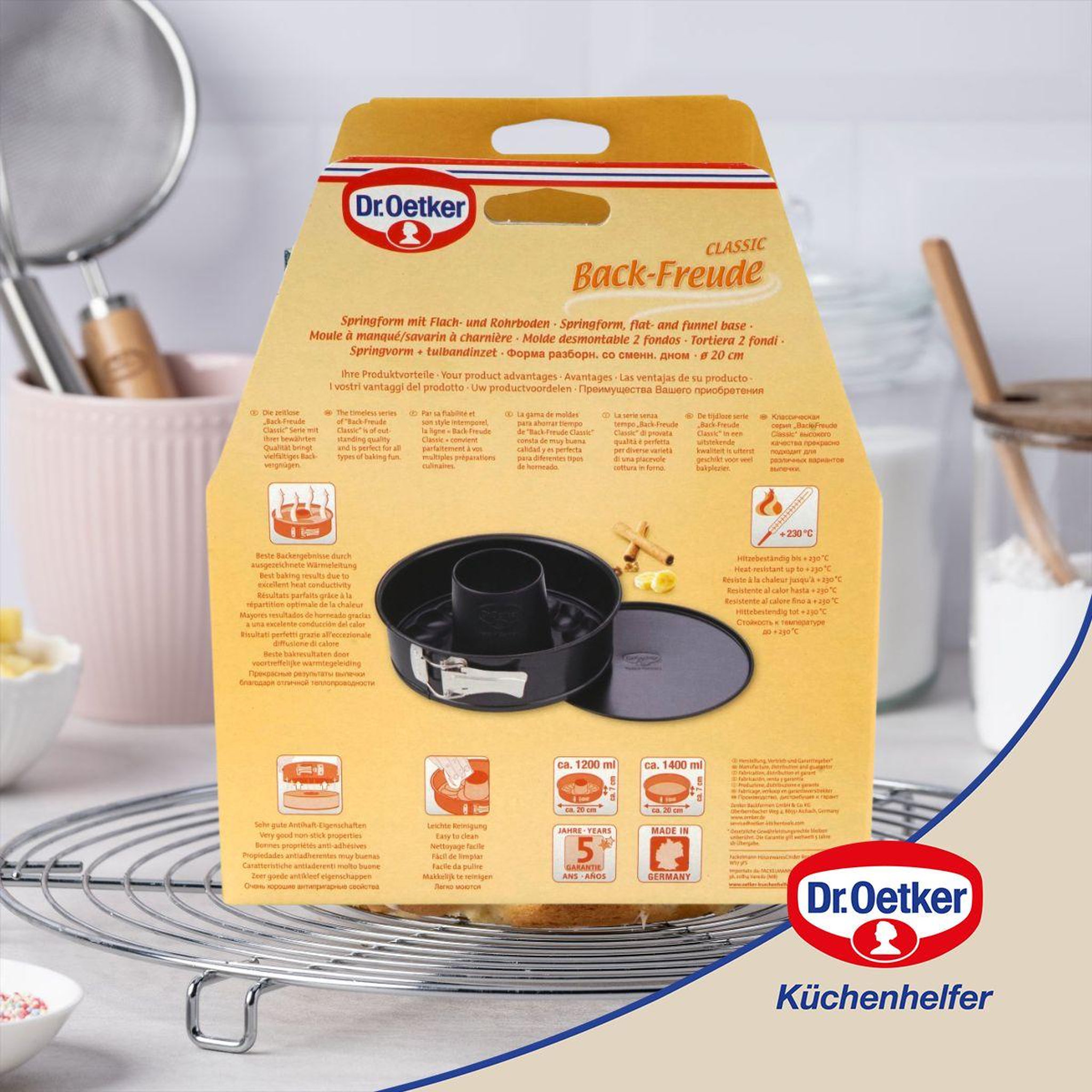 Voir la diapositive 5 : DR.OETKER Lot de 2 moules à gâteaux 20/20 cm en acier dr oetker back freude