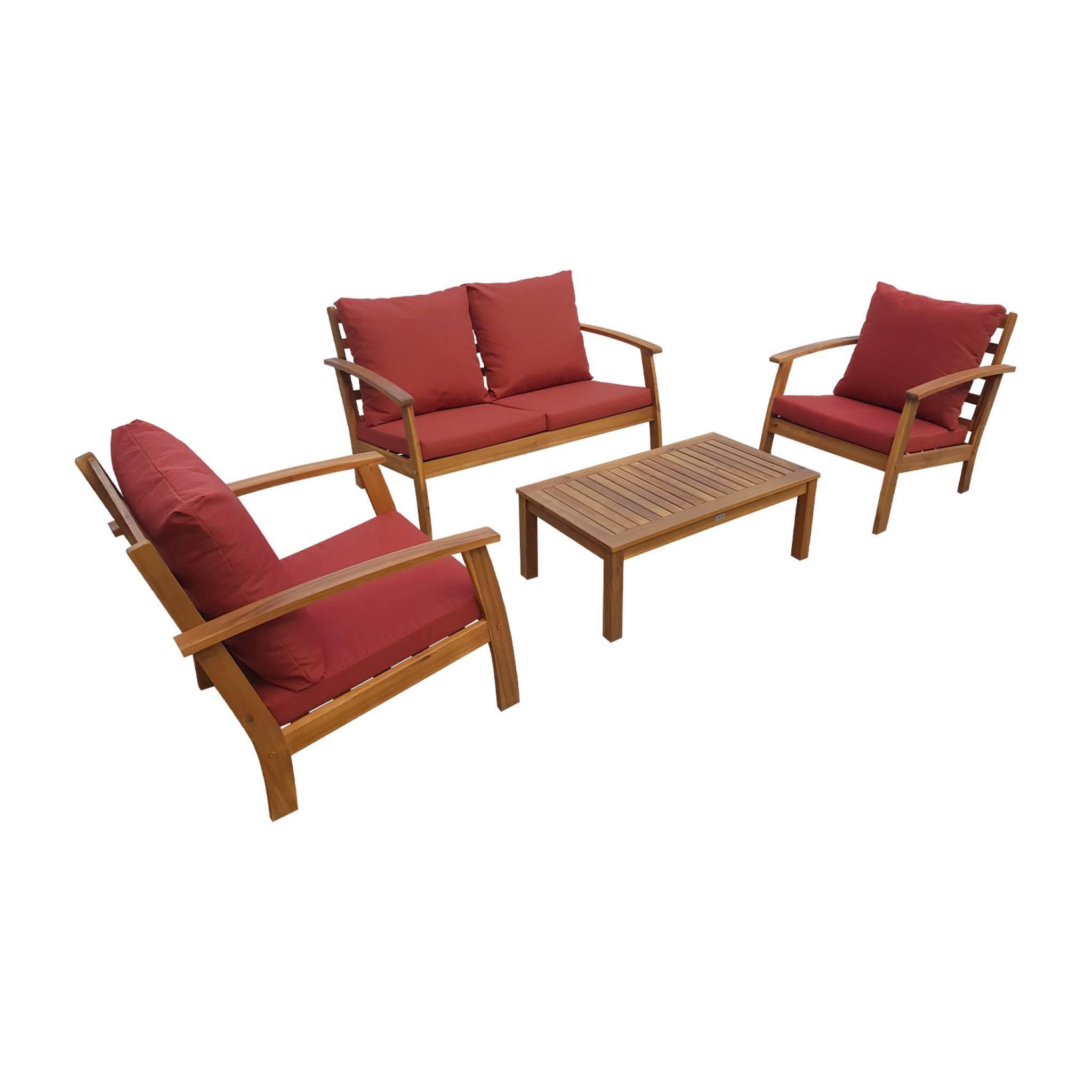 Voir la diapositive 1 : SWEEEK Salon de jardin en bois 4 places - Ushuaïa - Canapé, fauteuils et table basse en acacia, design