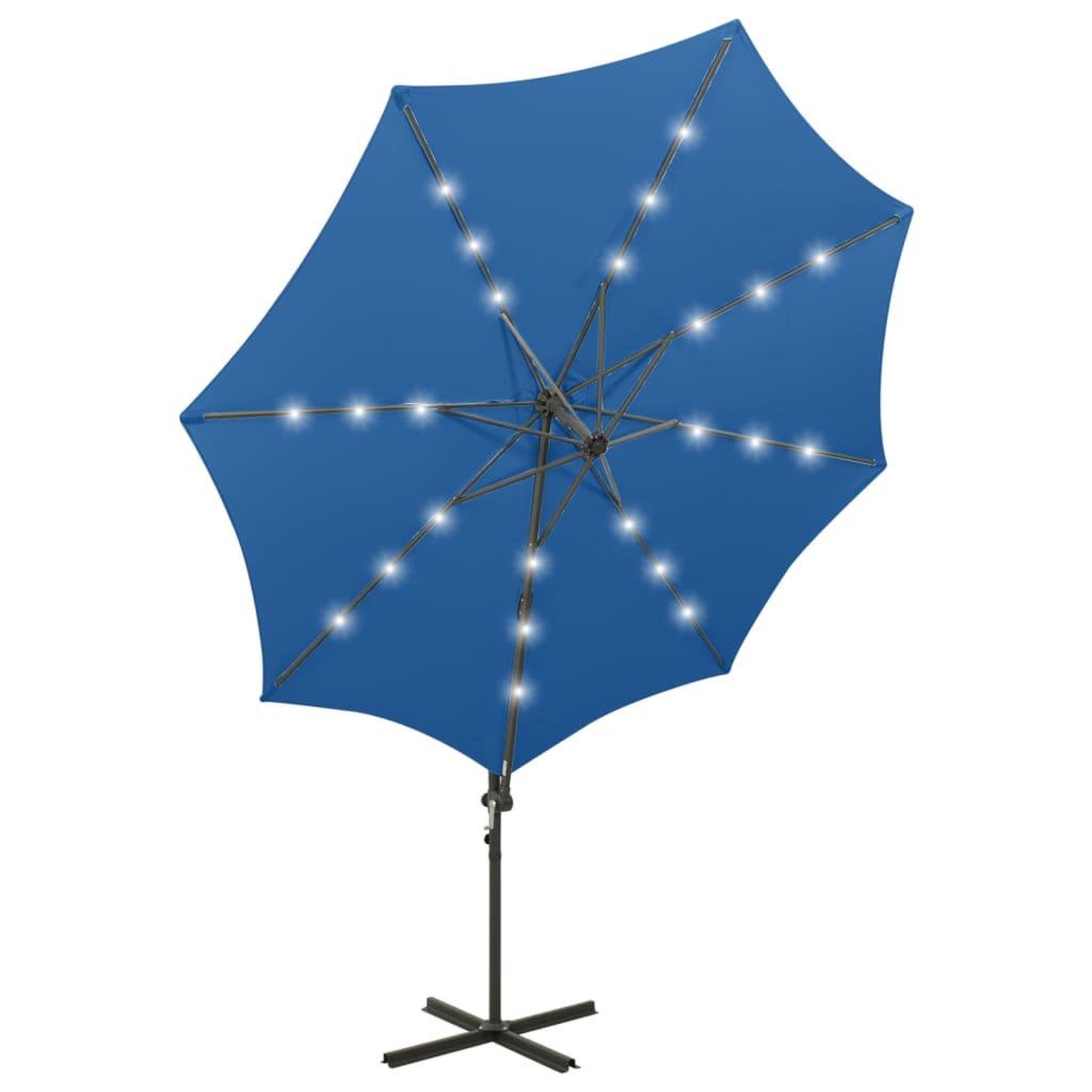 Voir la diapositive 5 : VIDAXL Parasol de jardin en porte-a-faux et mat et lumieres LED