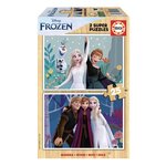 EDUCA 2 supers puzzles en bois 25 pièces la reine des neiges