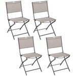 TOILINUX Lot de 4 Chaises de jardin pliables Modula. Coloris disponibles : Gris, Beige, Marron