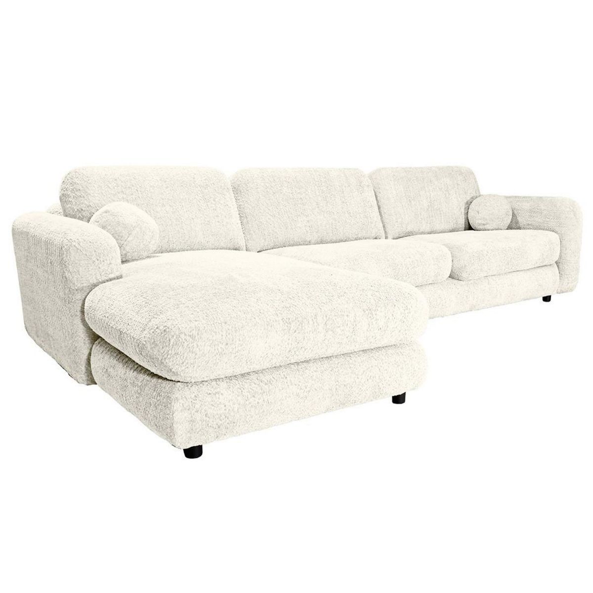 LISA DESIGN Rachel - canapé d'angle gauche 4 places en tissu bouclette