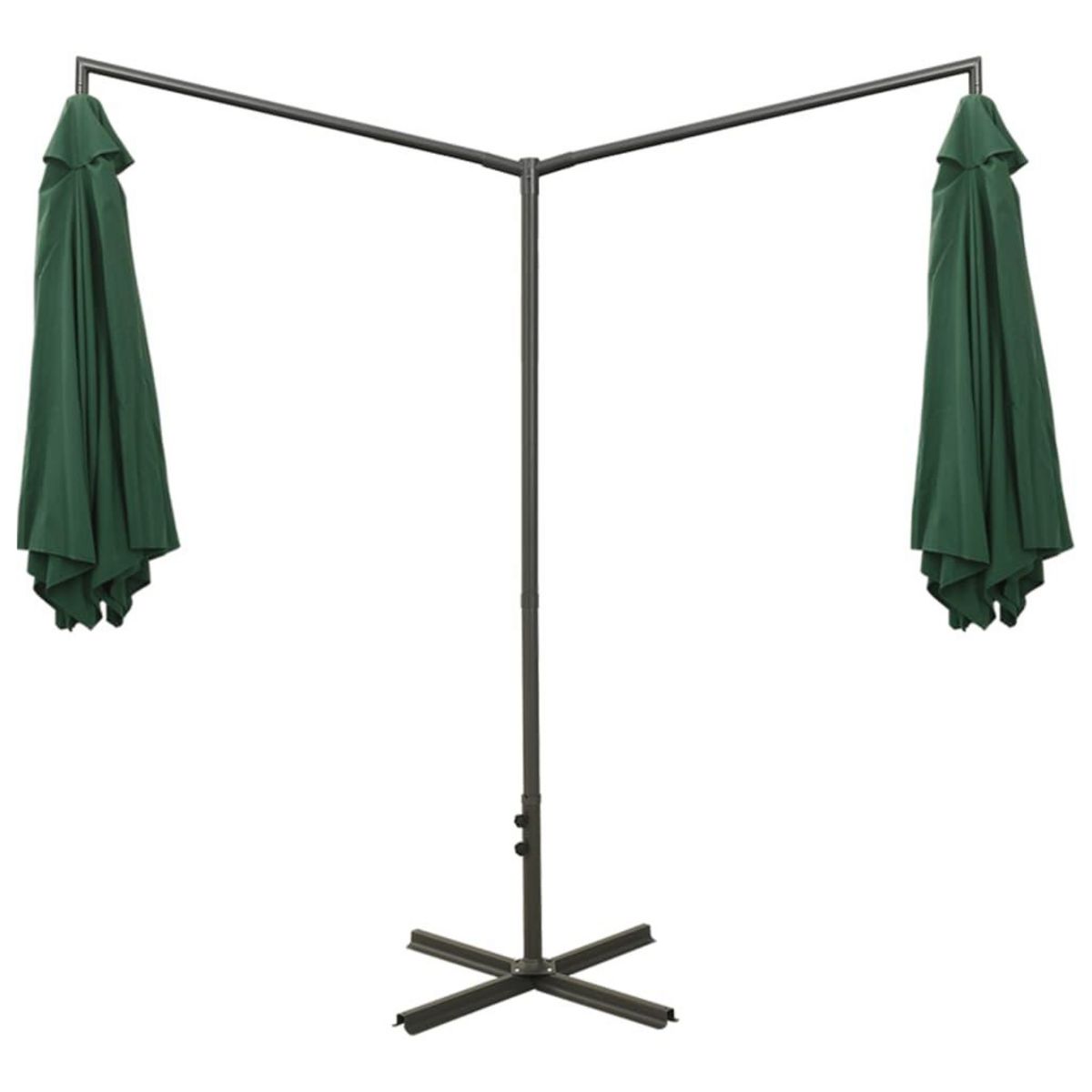 VIDAXL Parasol de jardin double avec mat en acier vert 600 cm