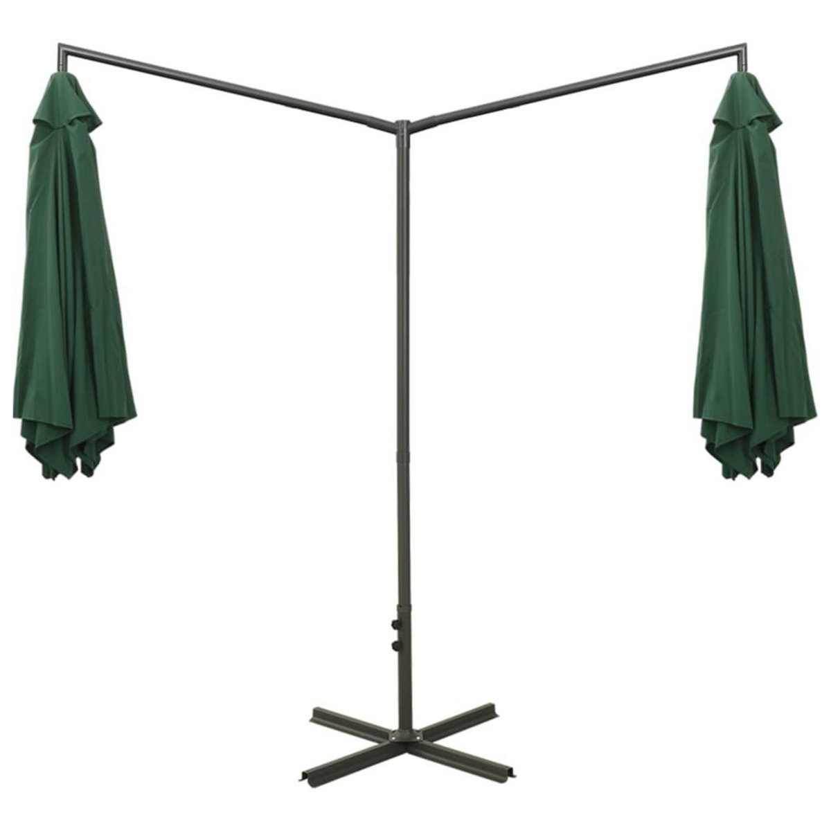 VIDAXL Parasol de jardin double avec mat en acier vert 600 cm
