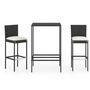 Voir la diapositive 2 : VIDAXL Ensemble de bar de jardin 3 pcs et coussins Resine tressee Noir