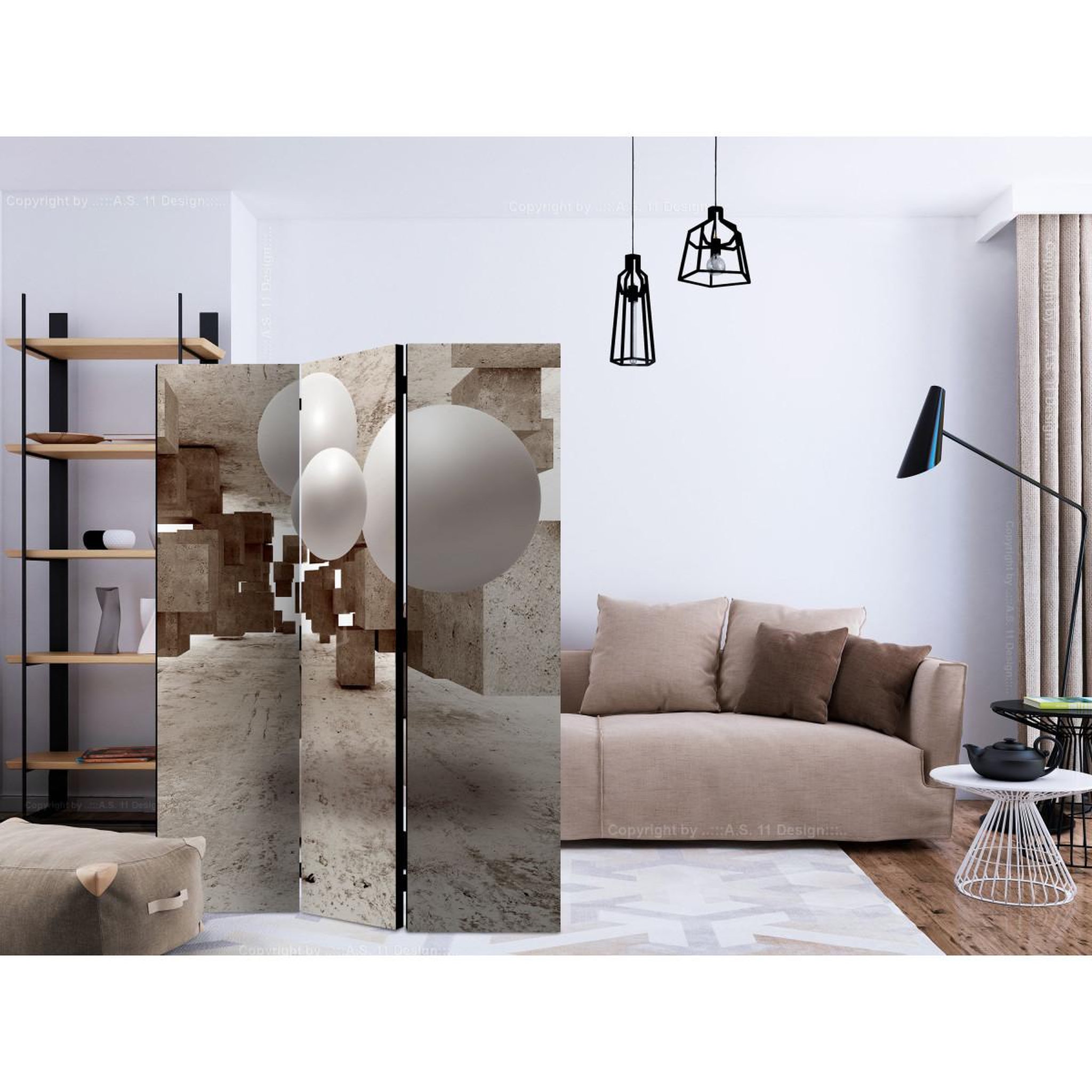 Voir la diapositive 2 : Paris Prix Paravent 3 volets  concrete maze  135x172cm