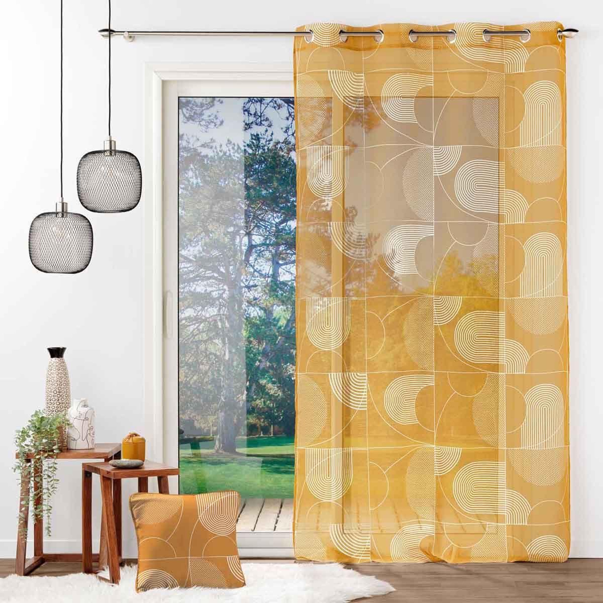 Voir la diapositive 3 : Douceur d'Intérieur Rideau voilage à œillets  esquisse  140x240cm camel