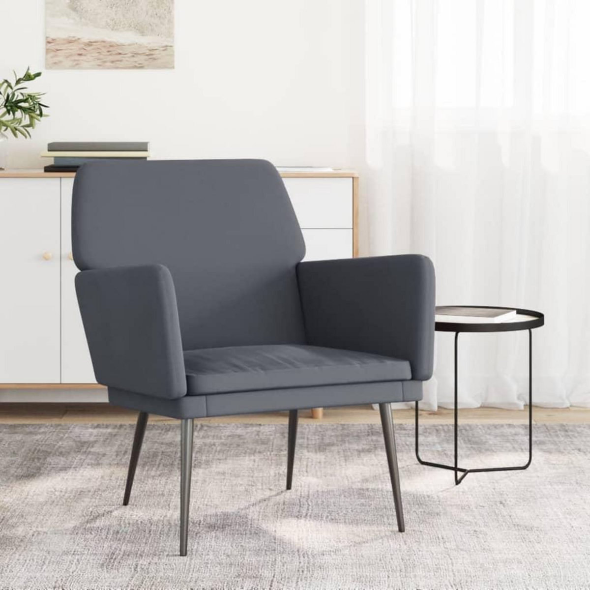 VIDAXL Fauteuil Gris fonce 62x79x79 cm Velours